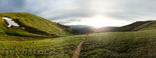 Devostock Path Trail Mountain Sunset