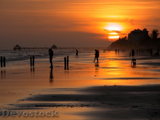 Devostock People Silhouette Sunset Beach