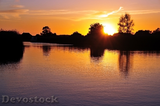 Devostock River Scenery Nature Sunset