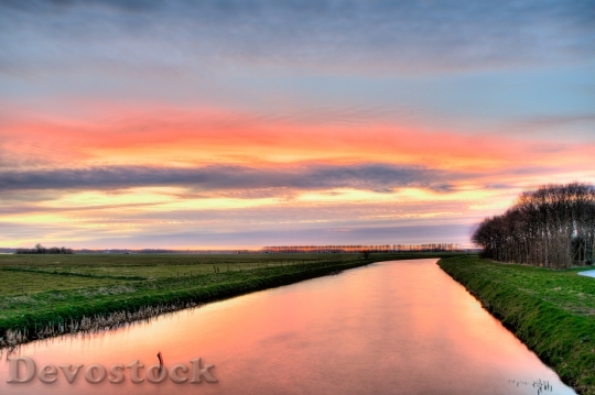 Devostock River Sunset Hdr Nature