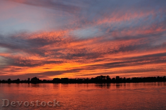 Devostock River Sunset Sky Water