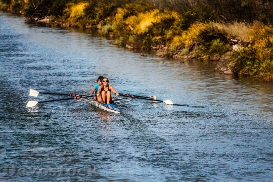 Devostock Rowing Rowing Boat Channel Water