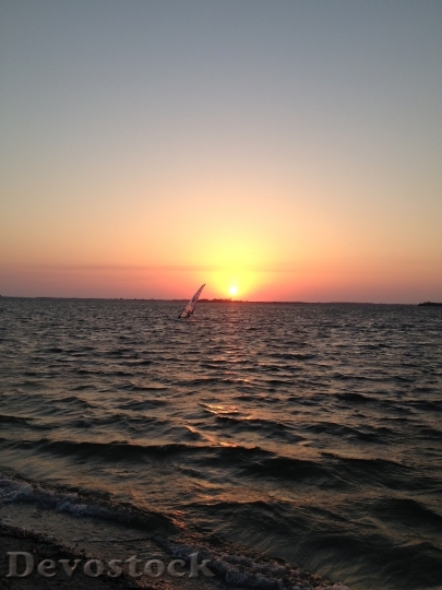 Devostock Sailing Sunset Ocean Sea