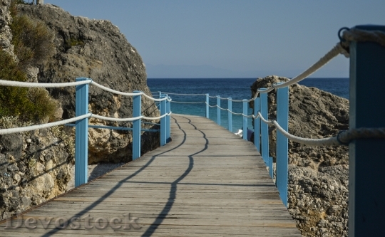 Devostock Sea Beach Bridge Blue
