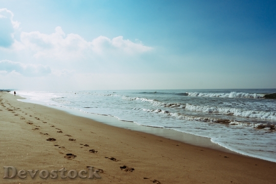 Devostock Sea Beach Footprint Steps