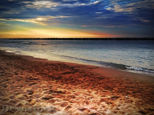 Devostock Sea Beach Sunset Sand