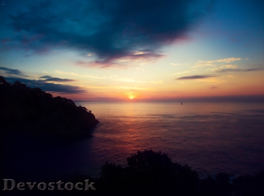 Devostock Seascape Evening Sunset Horizon