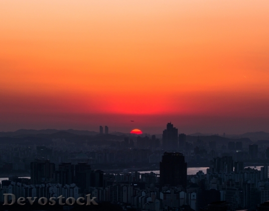 Devostock Seoul City Sun Sunset