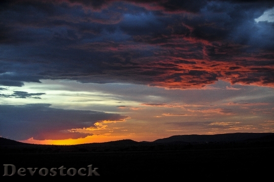 Devostock Serengeti Sunset Landscape Colorful