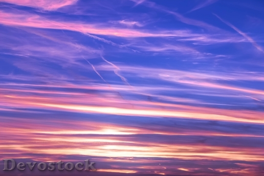 Devostock Sky Sunset Clouds Kondenzstreifen