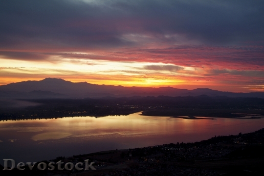 Devostock Sunrise Sunset Lake Reflection