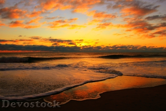 Devostock Sunrise Waves Sea Ocean