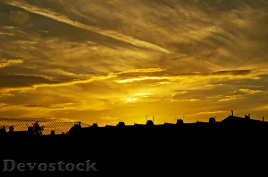 Devostock Sunset Background Houses House 0