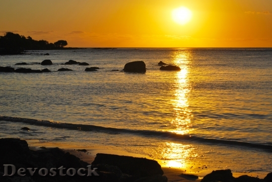 Devostock Sunset Beach Background Beautiful