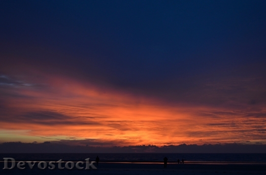Devostock Sunset Blue Orange Clouds