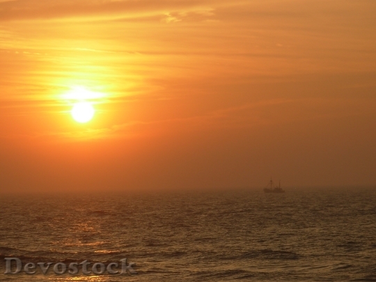 Devostock Sunset Boat Sea Sun