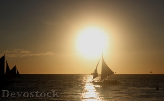Devostock Sunset Boat Water Sea 0