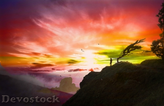 Devostock Sunset Cliff Red Rock