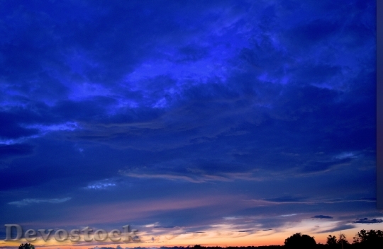 Devostock Sunset Clouds Blue Sun