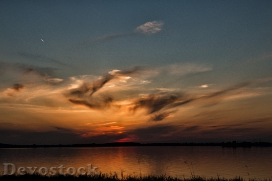 Devostock Sunset Clouds Colors Lake