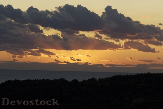 Devostock Sunset Clouds Sea Horizon