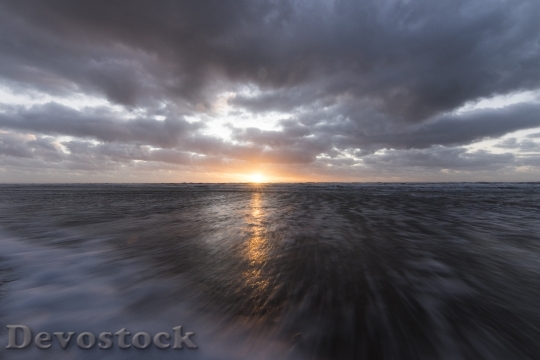 Devostock Sunset Clouds Sea Ocean