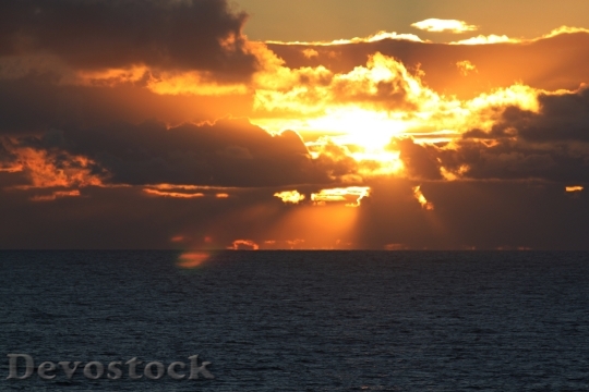 Devostock Sunset Clouds Sun Sea 0