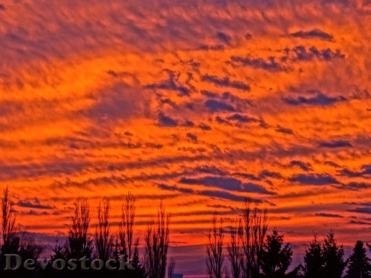 Devostock Sunset Cloudscape Orange Sky