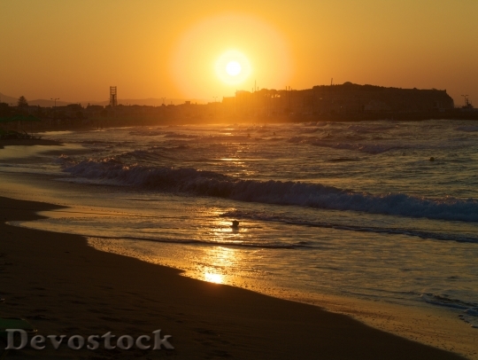 Devostock Sunset Crete Rhytemon Sea
