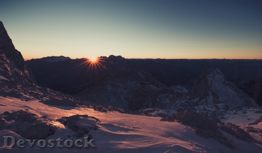 Devostock Sunset Dawn Mountains Silhouette
