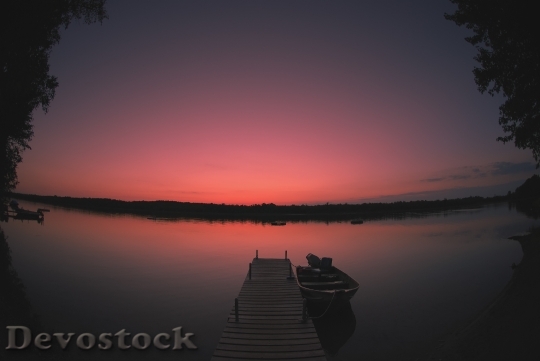 Devostock Sunset Dusk Lake Water