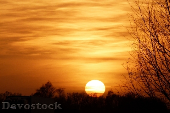 Devostock Sunset Evening Sun Clouds