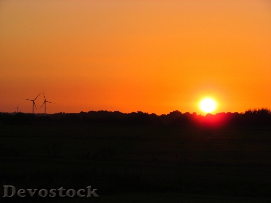 Devostock Sunset Evening Windmill Mecklenburg