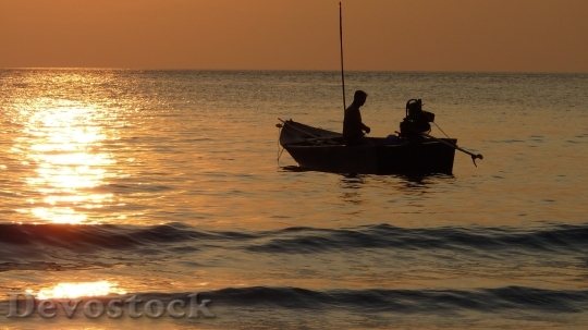 Devostock Sunset Fischer Fishing At 0