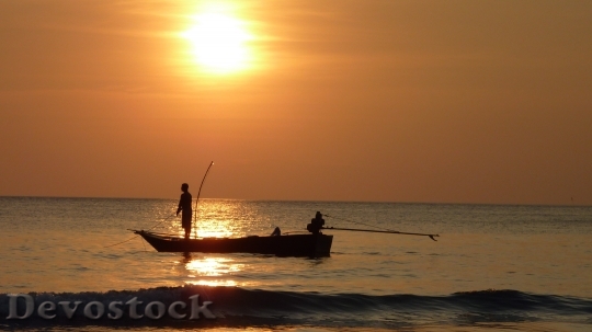 Devostock Sunset Fischer Fishing At