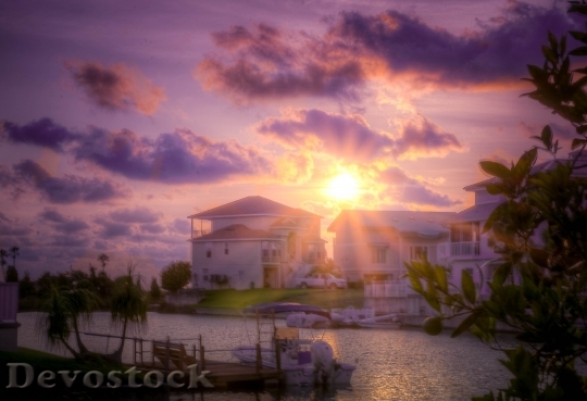 Devostock Sunset Florida Beach Canal