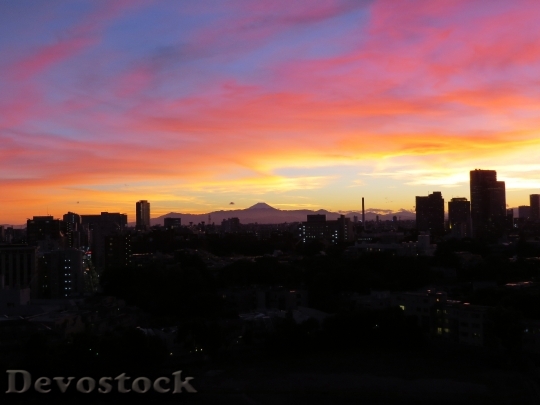 Devostock Sunset Fuji Sky Clouds