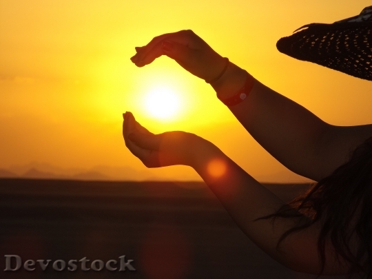 Devostock Sunset Hat Lighting Human