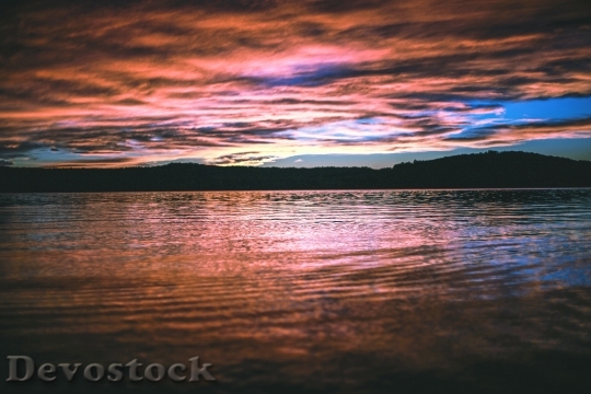 Devostock Sunset Horizon Reflection Water