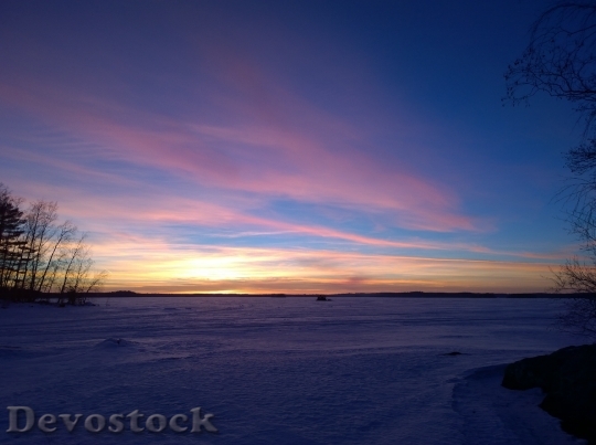 Devostock Sunset Ice Landscape Nature