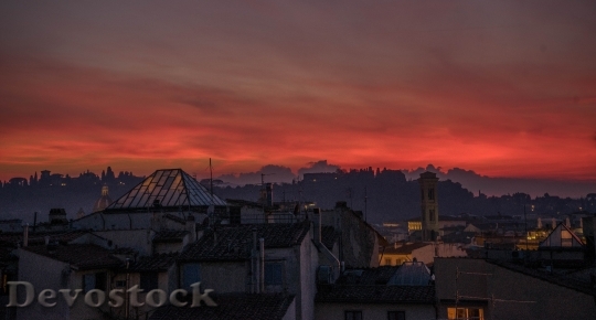 Devostock Sunset Italy Skyline Red 0