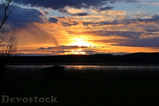 Devostock Sunset Lake Abendstimmung Nature 0