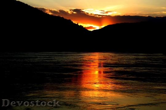 Devostock Sunset Lake Beautiful Landscape