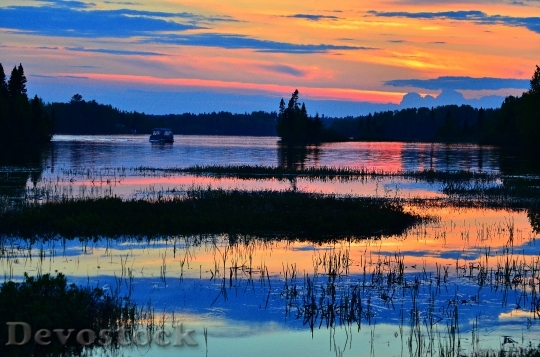 Devostock Sunset Lake Evening Nature
