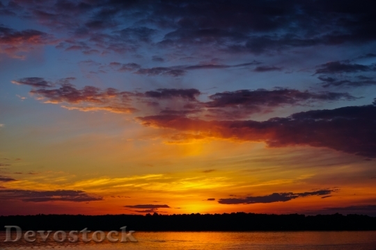 Devostock Sunset Lake Landscape Colorful