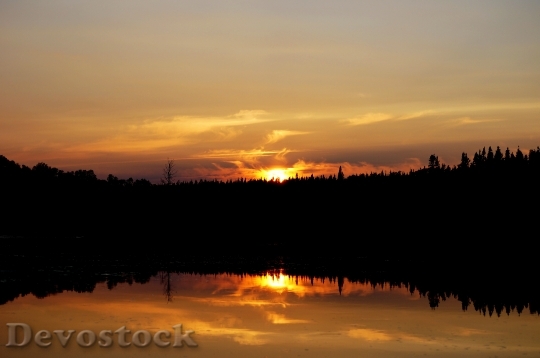 Devostock Sunset Lake Reflection Dusk