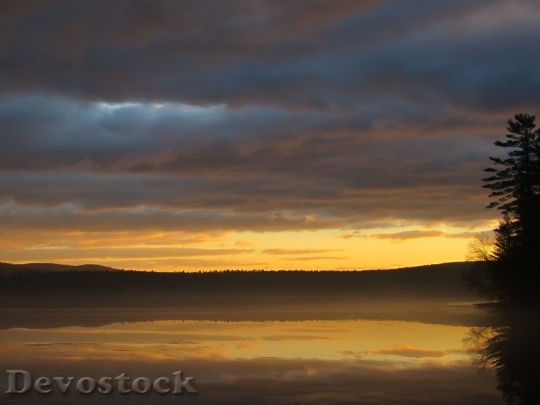 Devostock Sunset Lake Tranquil Quiet