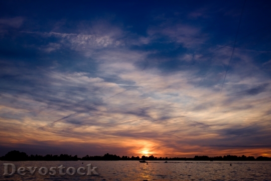 Devostock Sunset Lake Water Sky 1