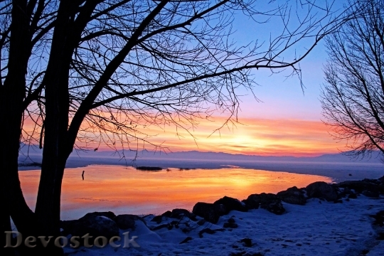 Devostock Sunset Lake Water Sky 2
