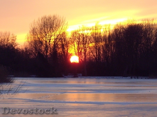 Devostock Sunset Landscape Natural Ice